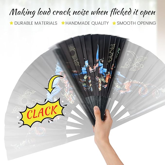 SYNTECSO Folding Hand Fan for Rave, Boots on The Ground Fan, Large Folding Fan - Image 4