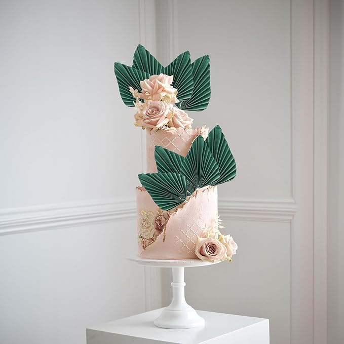 Ephlyn 6Pcs Paper Palm Fan Cake Topper Palm Leaf Fan Cake Pick Decoration - Image 7