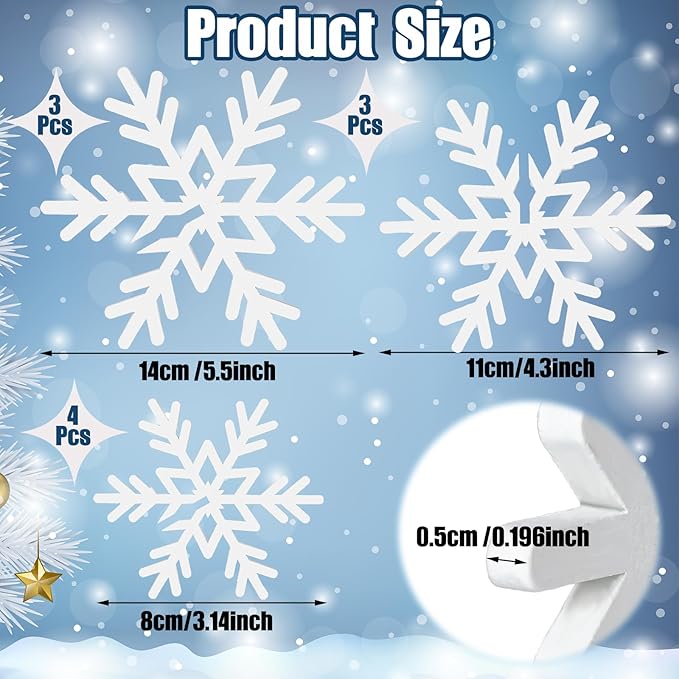 Qunclay 20 Pcs Wooden Snowflake Decorations 3D Snowflake Tabletop Decor - Image 2