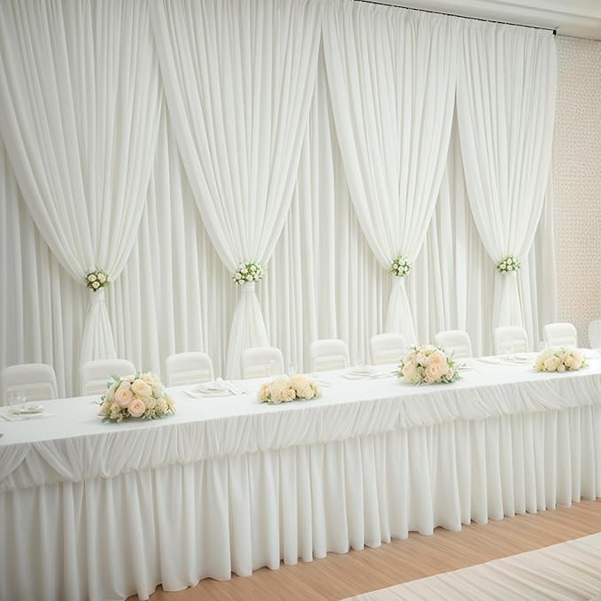 40×14ft Wrinkle Free Ivory Backdrop Curtain, Soft Silky Easy to Drape Cream - Image 7