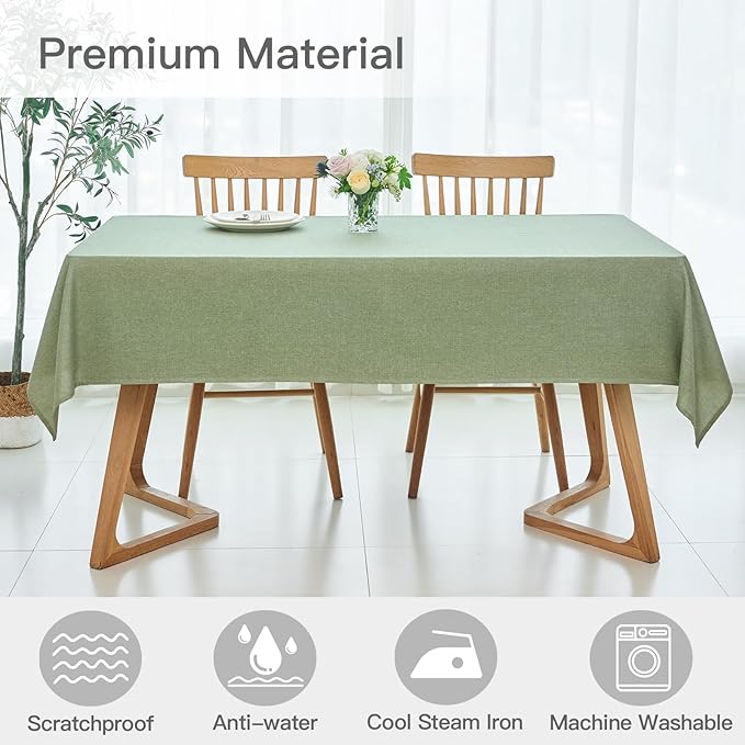 maxmill Square Tablecloth Linen Texture Stain Resistant Waterproof Wrinkle - Image 3