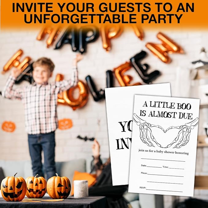 Halloween Baby Shower Party Invitations, Gothic Skeleton Spooky Baby Shower - Image 6