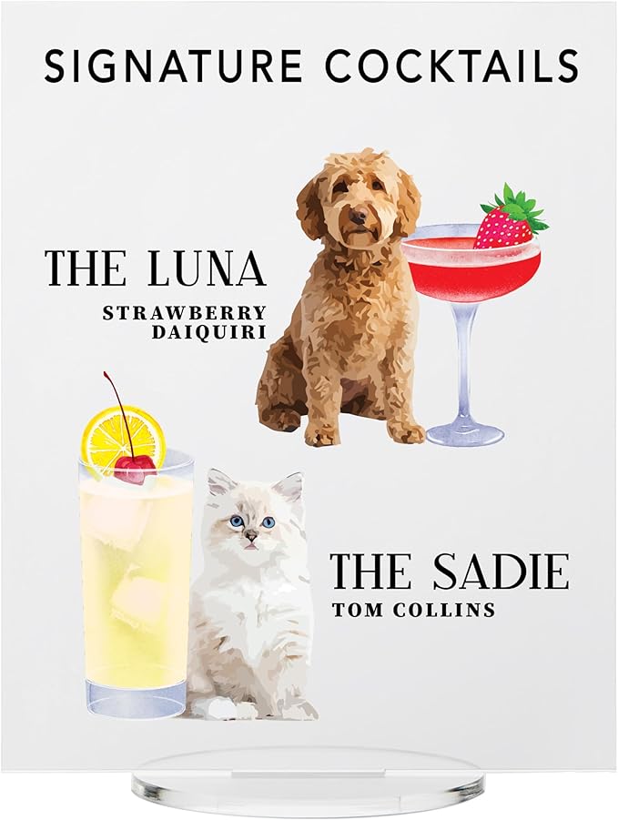 Pet Signature Drink Wedding Signs by Elation+Factory+Co.