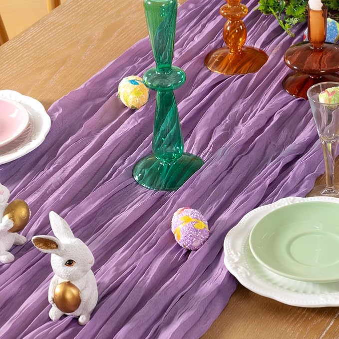 Lavender Purple Cheesecloth Table Runner 4 Pack Fall Table Runners Boho Gauze - Image 2