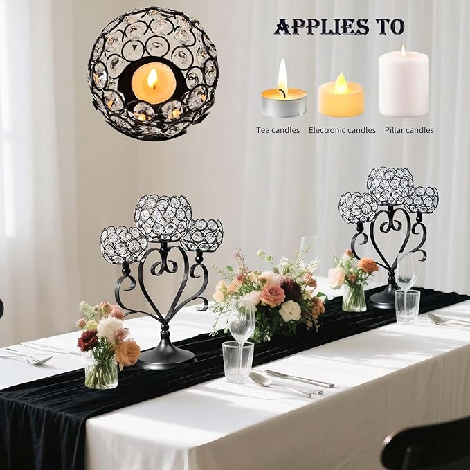 2 Pcs 3-Arm Heart Tea Light Candle Holder - Image 4