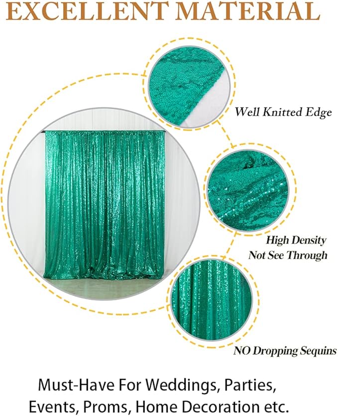 ShinyBeauty Premium Sequin Photography Backdrop 4x7 FT -Green Glitter Fabric - Image 4