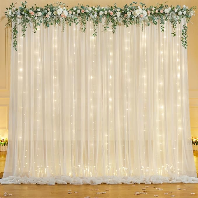 10ft x 7ft Ivory Chiffon Backdrop Curtain by WishCare