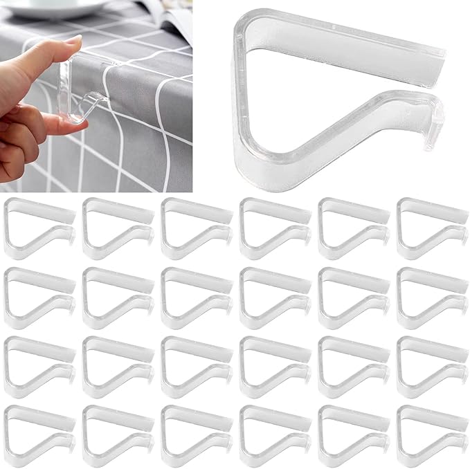 24 Pieces Transparent Clear Tablecloth Clips, Plastic Table Cloth by Sazoemao