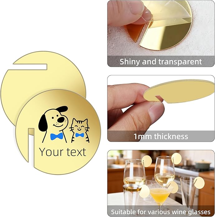 100 Pcs Wine Glass Name Tags, Personalized Wedding Drink Tags Reusable Circle - Image 4