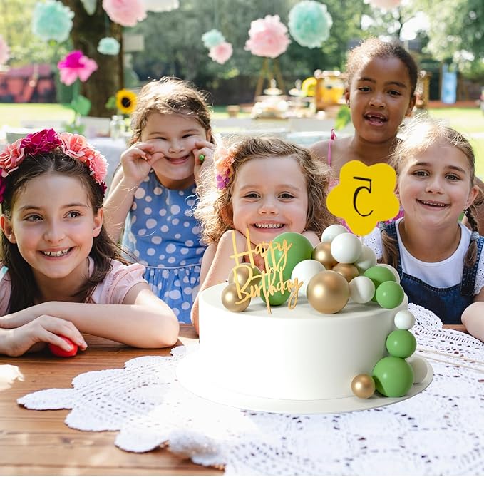 MIAHART Ball Cake Toppers Boho Grass Cake Topper Ball Cake Insert Decoration - Image 4