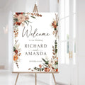Welcome Wedding Signs, Terracotta Fall Burnt Orange Copper Wedding Sign by CENOVACY
