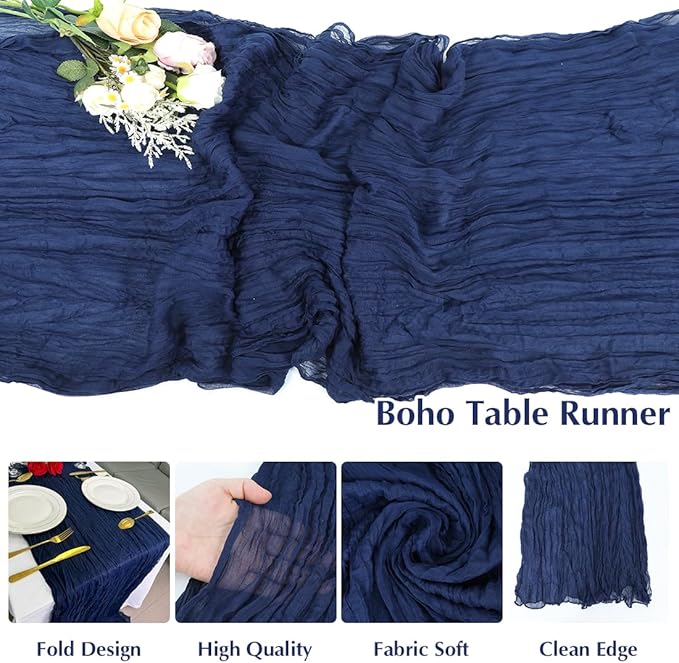 10 Pack Blue Cheesecloth Table Runner -21*120Inch Long Boho Wedding Table Decor - Image 3