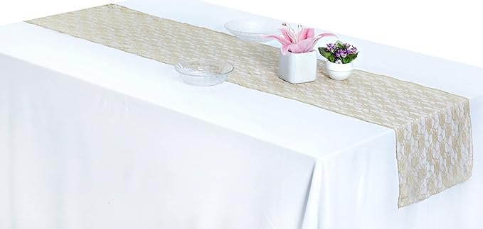 MDS Pack of 20 Wedding 12 x 108 inches Lace Table Runner - Image 3