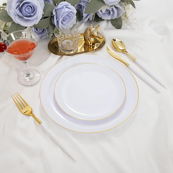 I00000 144Pcs Gold Plastic Silverware, Disposable Utensils Heavy Duty, - Image 8