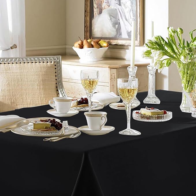 Fitable Black Tablecloths for Rectangle Tables, 6 Pack - Image 2