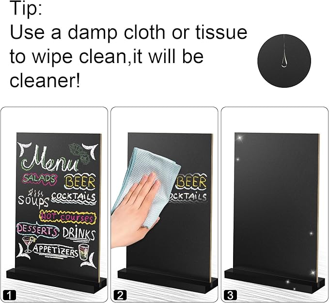 EHWINE Mini Chalkboard Easel Sign Set, 4 Pack 6x8 Inch Wooden Boards - Image 3