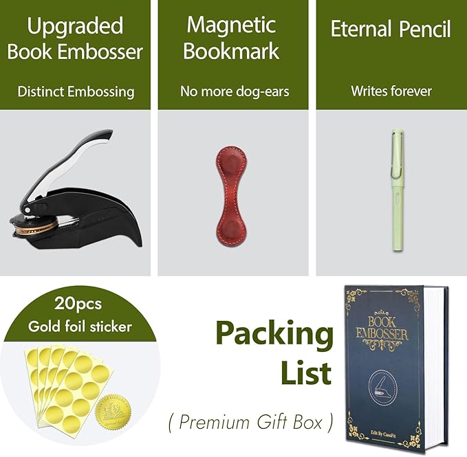 Upgraded Book Embosser Personalized | Custom Book Stamp | Storage Gift Box Set - Image 2
