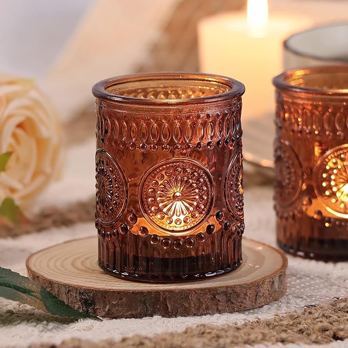 DARJEN Amber Votive Candle Holders Set of 36- Glass Candle Holders Bulk - Image 9