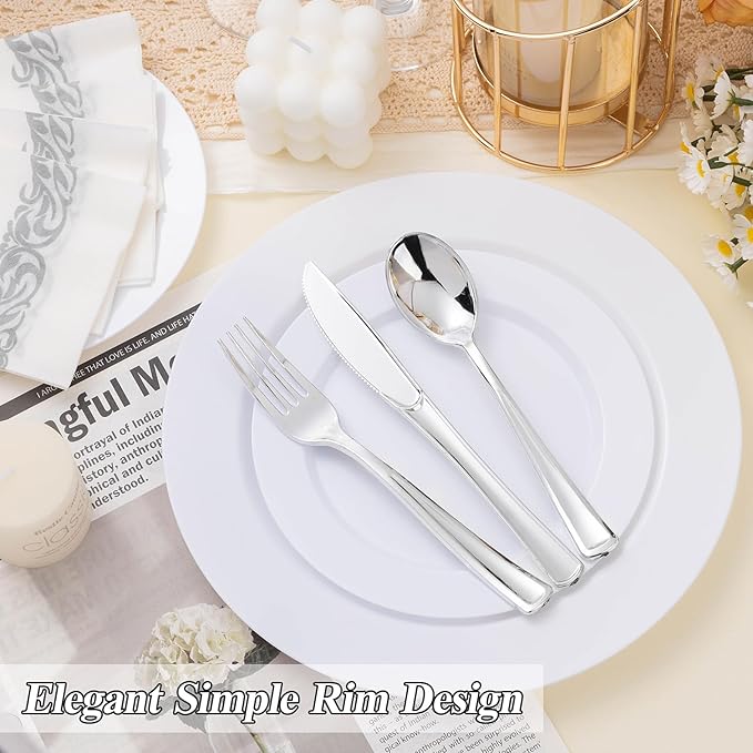 100PCS White Plastic Plates Set, 50 10.25 inch Dinner Plate and 50 7.5 inch - Image 5