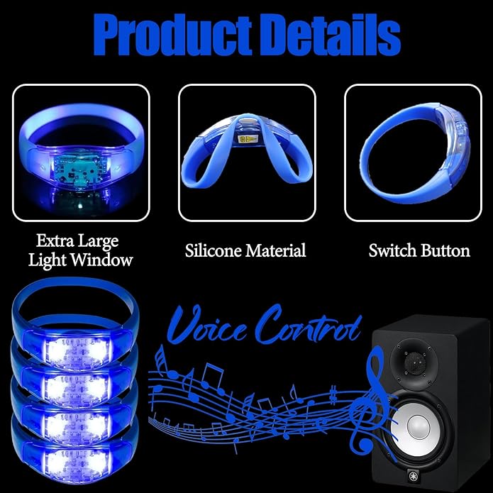 100 Pcs LED Bracelets Sound Activated - Image 3