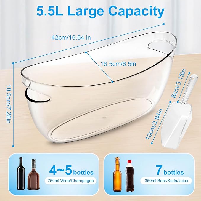 KITHELP 2 PCS Ice Buckets for Parties, 5.5L Ice Bucket - Image 2