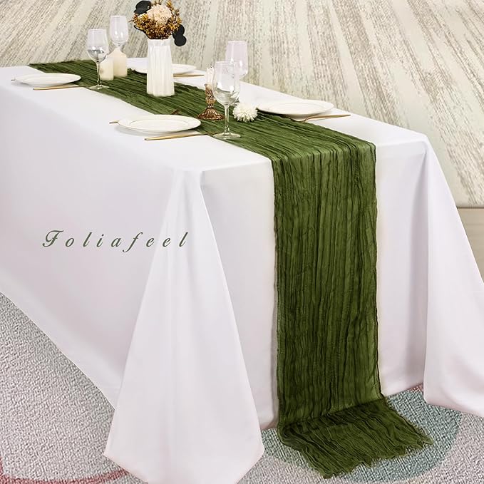 12 Pack Olive Green 10FT Cheesecloth Table Runner Rustic Gauze Cheese Cloth - Image 4