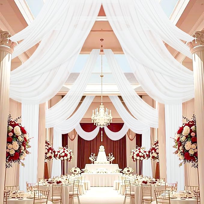 DUOBAO 6-Panel Chiffon Wedding Backdrop Drapes 5x10FT - Image 4