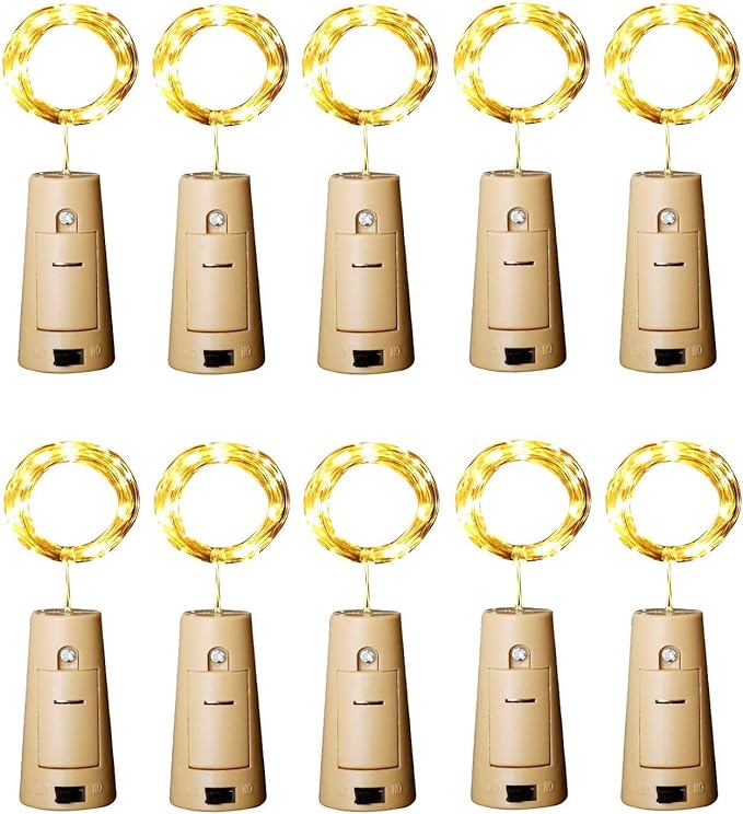 Aluan Wine Bottle Lights with Cork, 12 LED 10 Pack Fairy / String Lights by Aluan