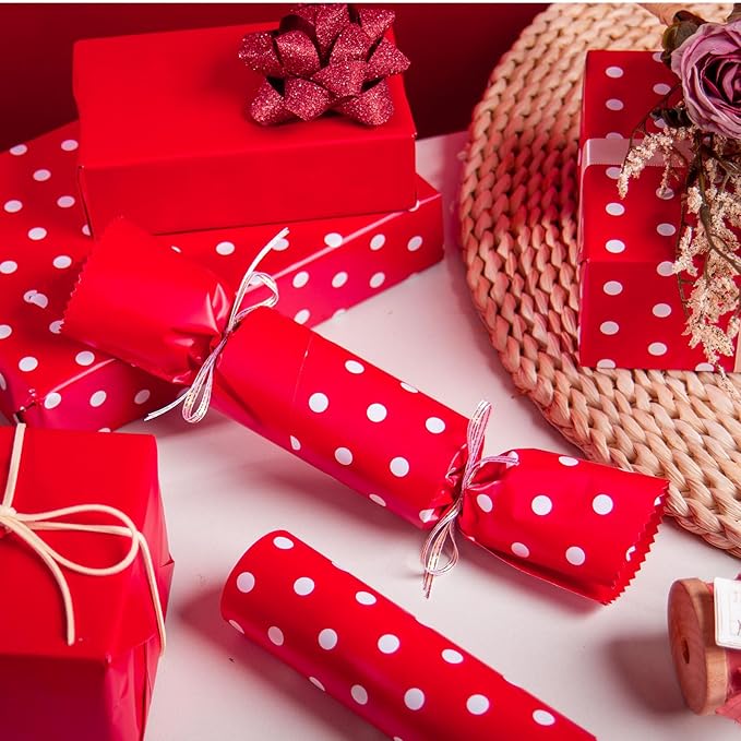 Flyhill Red Wrapping Paper, Reversible Gift Wrap Paper - Image 5