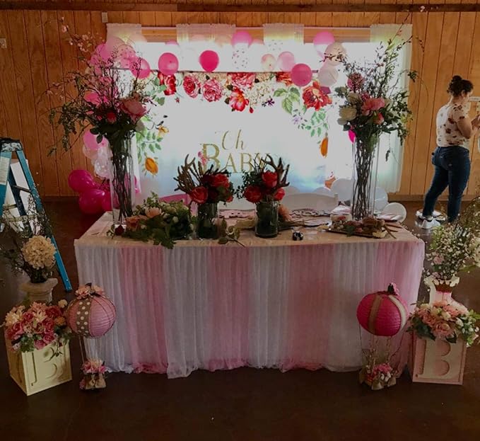 Suppromo 9ft Pink Tulle Table Skirts - Image 6