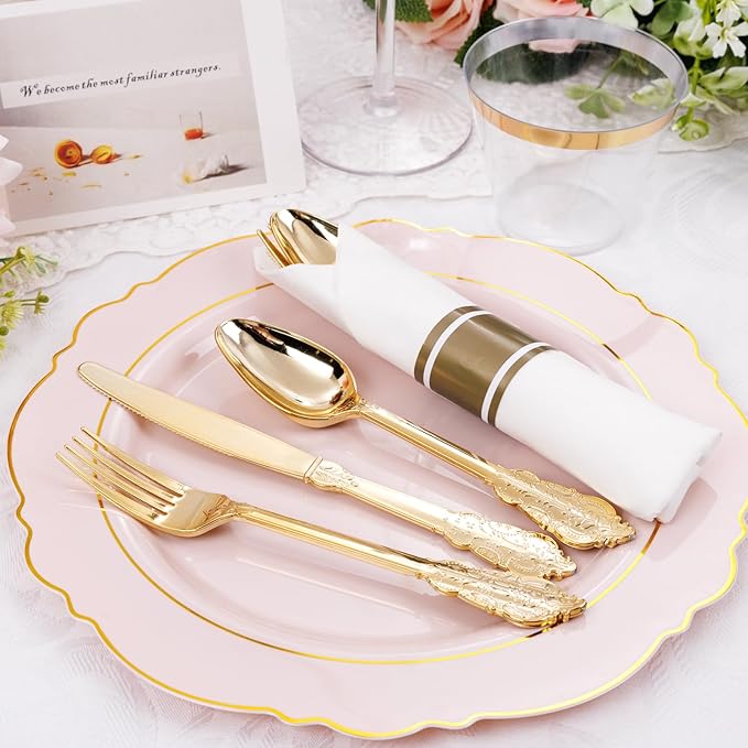 Liacere 350PCS Pink Plates Disposable - Image 5