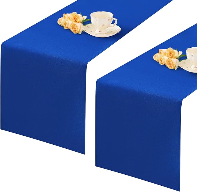 2 Pack Blue Table Runner 12 x 72 Inch Solid Color Farmhouse Runners Coffee by mylacerhome