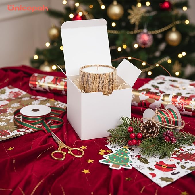 UnicoPak 50 Pack 4x4x4 White Gift Boxes, Elegant Small Gift Boxes - Image 3