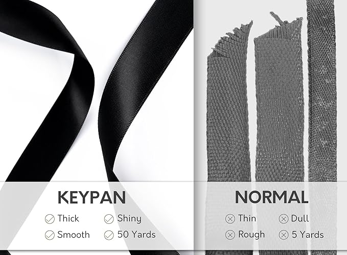 Black Ribbon 7/8 Inch 50 Yards Double-Faced Polyester Hair Satin Ribbons - Image 4
