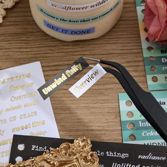 2500+ Pcs Word Stickers for Journaling, 50 Sheets Quote Sticker Gold Foil Art - Image 5