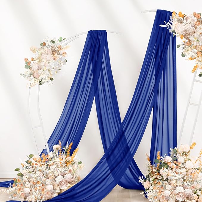 Royal Blue Wedding Arch Draping Fabric 29" x 20 FT Blue Wedding Drapes - Image 3