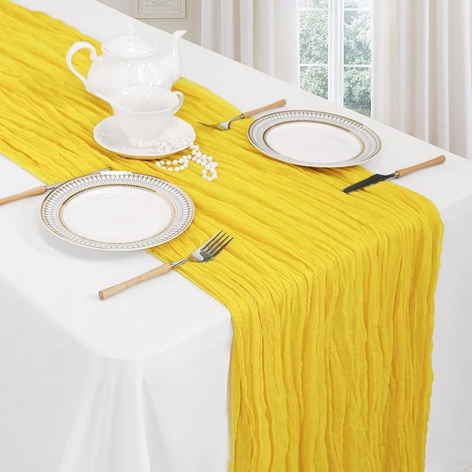 12 Pack Lemon Yellow Cheesecloth Table Runner 10ft Boho Gauze Fabric Cheese - Image 3