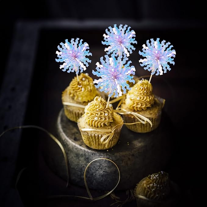 Ephlyn 30Pcs Foil Firework Cupcake Toppers Party Birthday Cake Toppers Supplies - Image 7