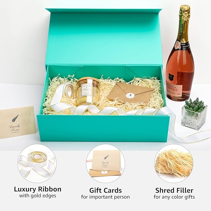 LIFELUM Green Blue Gift Box 13.85 x 8.35 x 4.45 inch, 1 Pack Big Gift Box - Image 6