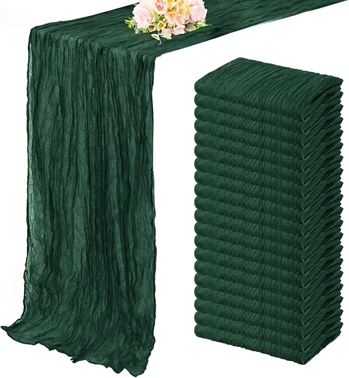 Emerald Green 20 Pack Cheesecloth Table Runner 10FT Boho Fabric Rustic Cheese by FoliafeelHome