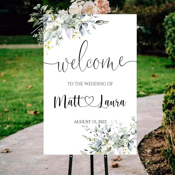 Generic Eucalyptus Wedding Welcome Sign, Editable Plastic Wedding Sign - Image 2