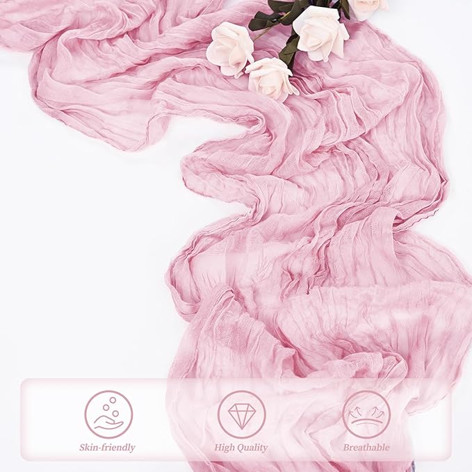 Light Pink Cheesecloth Table Runner 6 Pack 10FT Rustic Gauze Fabric Cheese - Image 5