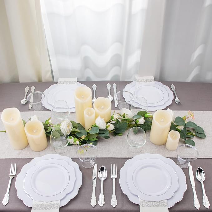NOCCUR 175pcs Silver Plastic Plates - Image 6