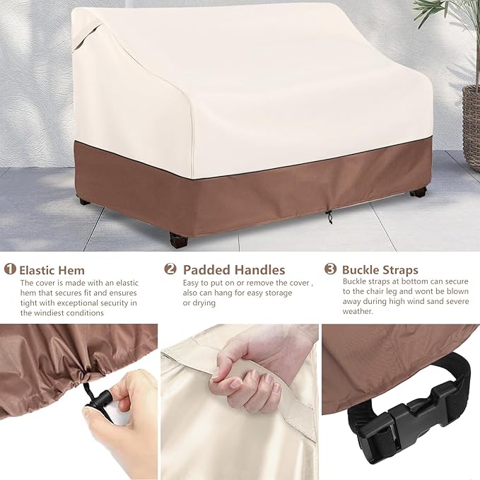 Okcool Heavy Duty Patio Sofa Cover, 100% Waterproof 2-Seater Outdoor Sofa Cover - Image 3