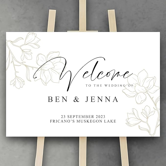 Personalized Wedding Welcome Sign Foliage Print Entrance Wedding Décor - Image 2