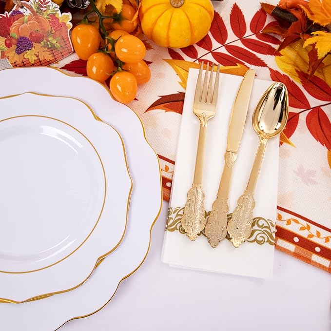 NOCCUR 175PCS Gold Plastic Plates - Image 5