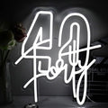 White Forty Neon Sign 40 Year Old Birthday Neon Sign Birthday Gift by Jesalah
