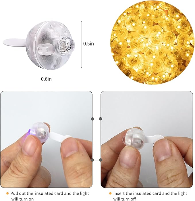 Aogist 100pcs Warm White Balloon Light, Long Standby Time Waterproof Mini Ball - Image 5