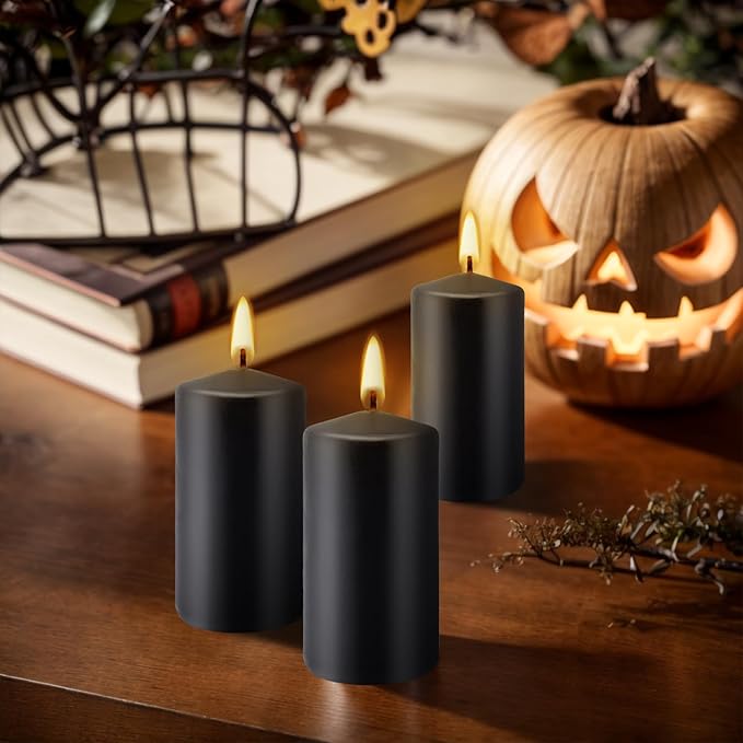Set of 20 | 2-Inch Wide x 4-Inch Tall Black Pillar Candles - Image 7