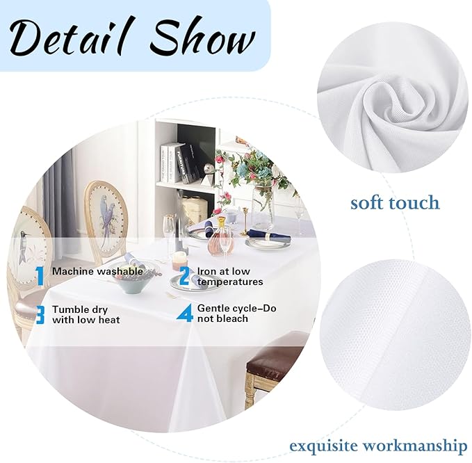 FINDYOU 10 Pack White Table Cloth Rectangle Table 60 x 102 Inch Tablecloths - Image 4